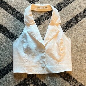 Alice + Olivia White Sleeveless Buttoned Top